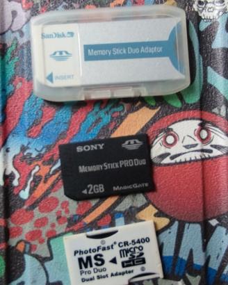 Sony Memory stick duo pro 2Gb + adattatori