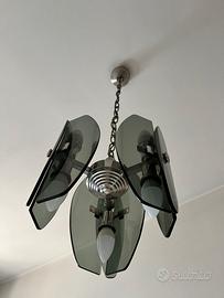 Lampadario e accessori  bagno in vetro nero fumè