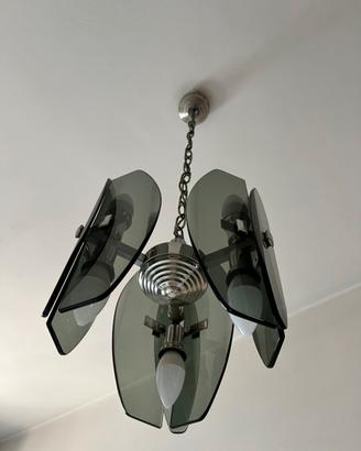 Lampadario e accessori  bagno in vetro nero fumè