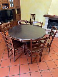 Tavolo + 6 sedie legno massello - da restaurare