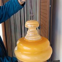 lampadario vintage ceramica e vetro