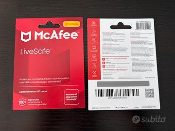 2 abbonamenti annuali McAfee live safe