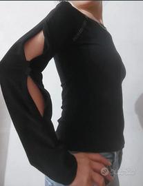 maglia nera elegante in viscosa