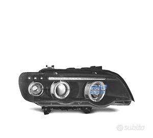 FARI BMW X5 E53 99-03 FONDO NERO OCCHI ANGELLO