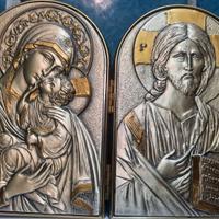 Bassorilievo dittico arte sacra Madonna e Cristo