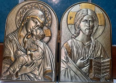 Bassorilievo dittico arte sacra Madonna e Cristo