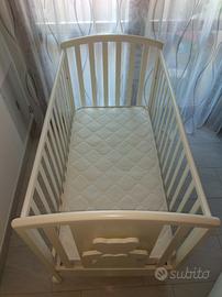 Lettino infanzia Mibb bianco culla con materasso