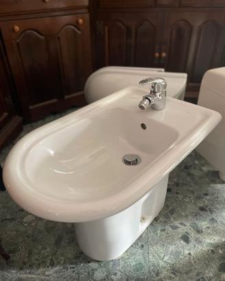 Set bagno Dolomite WC+bidet ceramica bianca usato