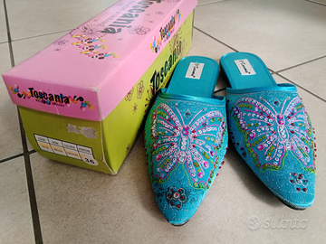 Scarpette di raso e perline