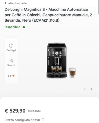 Macchina caffè automatica De longhi magnifica s