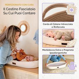 Cestino Fasciatoio Neonato con Materassino