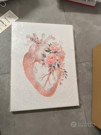 Stampa su tela cuore + fiori 