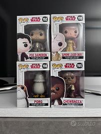 Lotto 4 funko pop star wars chewbacca porg snoke
