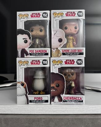 Lotto 4 funko pop star wars chewbacca porg snoke