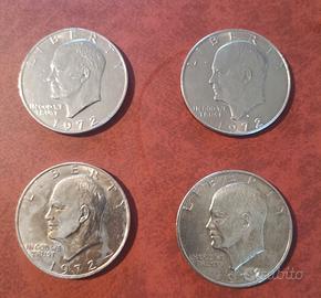 1 dollaro Eisenhower in argento 1972 4 monete