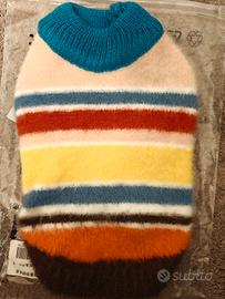 Maglione smanicato a righe multicolore per cane