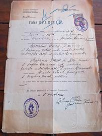 Certificato FIDES MATRIMONIALIS 1911