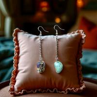 Orecchini pendenti in charoite e amazonite