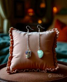 Orecchini pendenti in charoite e amazonite