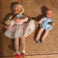 Antica coppia di bambole in miniatura vintage