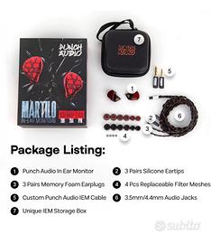 Punch Audio Martilo auricolari IEM , come nuovi.