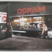 Targa pubblicitaria OSRAM in metallo a sbalzo 