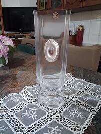 Vaso in cristallo con inserto argentato nuovo