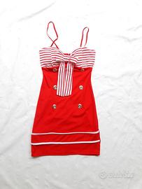 Abito corto/blusa  rosso righe bianco marinaro