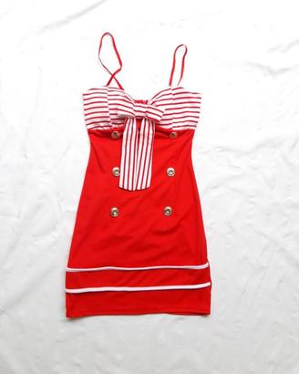 Abito corto/blusa  rosso righe bianco marinaro