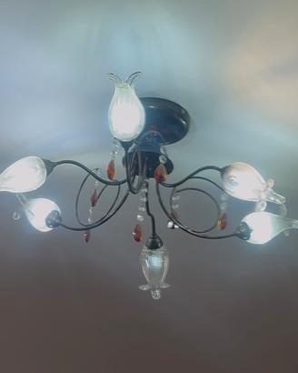 Coppia di lampadari in ferro battuto