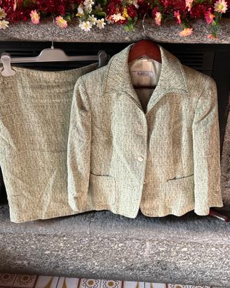 vestito - Tailleur donna verde fantasia in lanetta