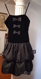 vestito donna da cerimonia in velluto e raso nero 