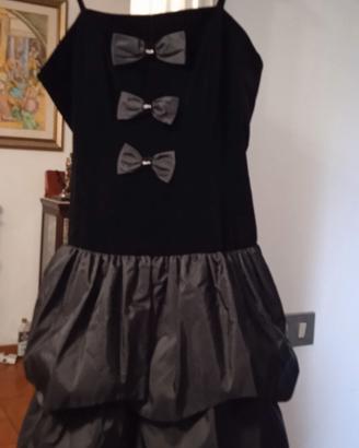 vestito donna da cerimonia in velluto e raso nero 