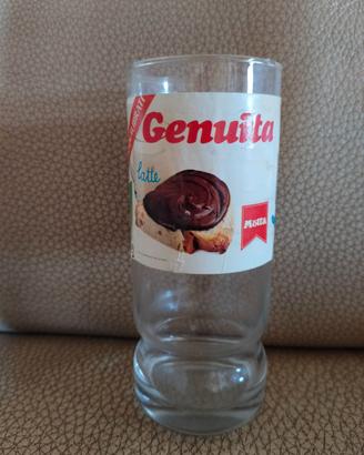 barattolo bicchiere vetro vintage Genuita Motta 70