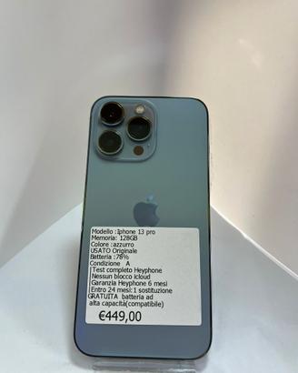iPhone 13 pro azzurro GARANZIA 6 MESI