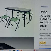 Tavolino da campeggio con 4 sgabelli