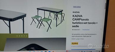 Tavolino da campeggio con 4 sgabelli