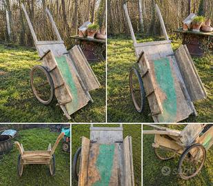Carretto agricolo in legno d'epoca originale