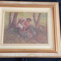 A. Pecoraro - Contadine nel bosco - Olio su tela