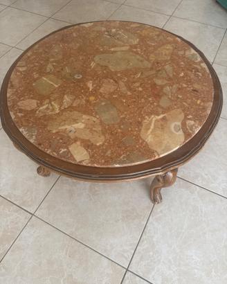 tavolino in legno con base di marmo