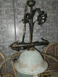 Lampadario ferro battuto 