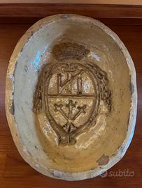 Antica Formella in Ceramica con Stemma Araldico Ec