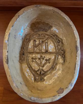 Antica Formella in Ceramica con Stemma Araldico Ec