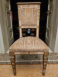 Coppia, sedia e poltroncina  fine 700