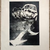 Litografia Renzo Vespignani “l’incidente”