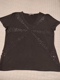 Maglietta t shirt manica corta, nera, viscosa. L