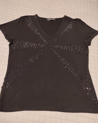 Maglietta t shirt manica corta, nera, viscosa. L