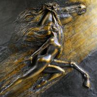 Fuga nel vento.   ( Donna con cavallo )