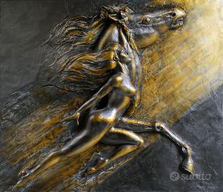 Fuga nel vento.   ( Donna con cavallo )