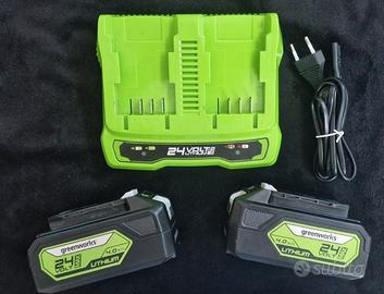 Greenworks Batterie 24V e Caricabatterie Doppio Sl